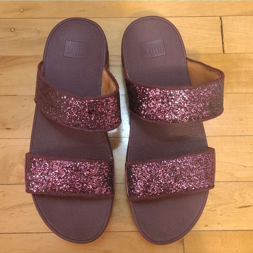 Fitflop Women's Glitter Double-Strap Slide Sandals in Rose
